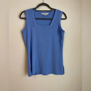 Exclusively Misook women’s square neckline blue acrylic knit top size XS